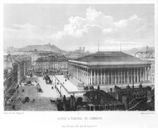La Bourse et le Tribunal de Commerce, Paris, gravé par Jean Baptiste Arnout c.1840